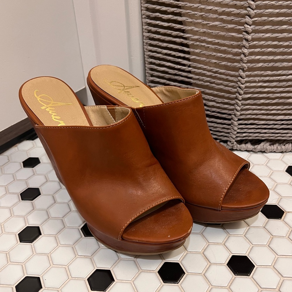 Faux leather mules